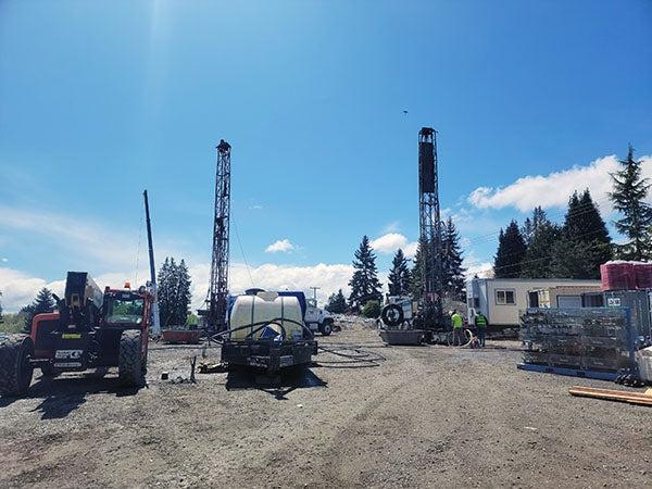 drilling rigs on a construction site